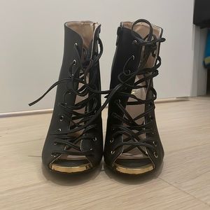 Basically new black strappy heels